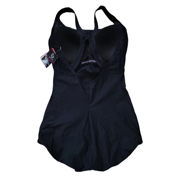 Speedo Conservative Ultraback  Princess Seam Black One Pc Swimsuit Women Sz 10 - Picture 5 of 10